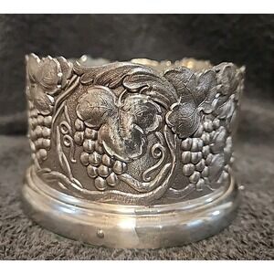 VINTAGE WINE BOTTLE COASTER SILVER PLATE FLORAL DECORATION